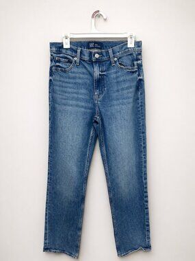 GAP 90s Straight Jeans High Rise Medium Wash Denim Size 10 Long 32x31